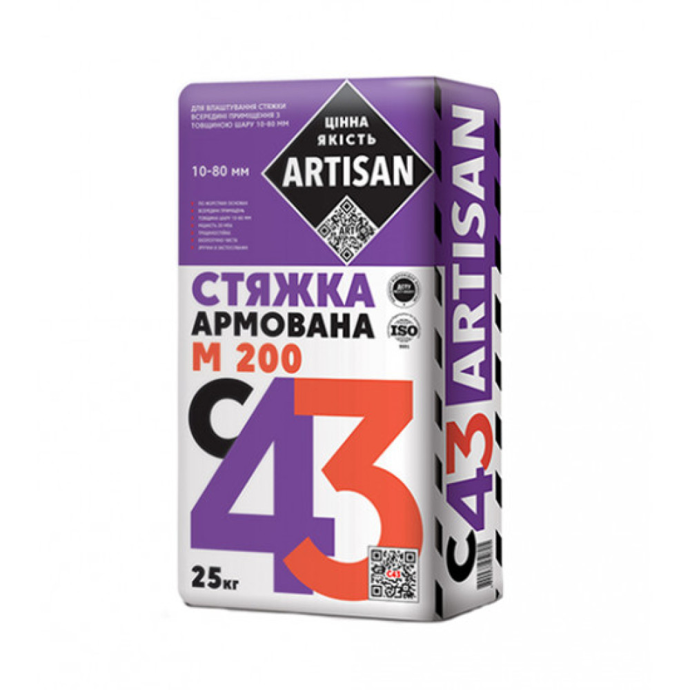 Стяжка армована Артісан (Artisan) М 200 С43, 25кг