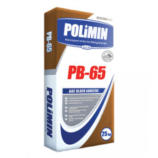 Клей для газобетону та піноблоків Полімін (Polimin) ПБ65 AAC Block Adhesive, білий, 25кг