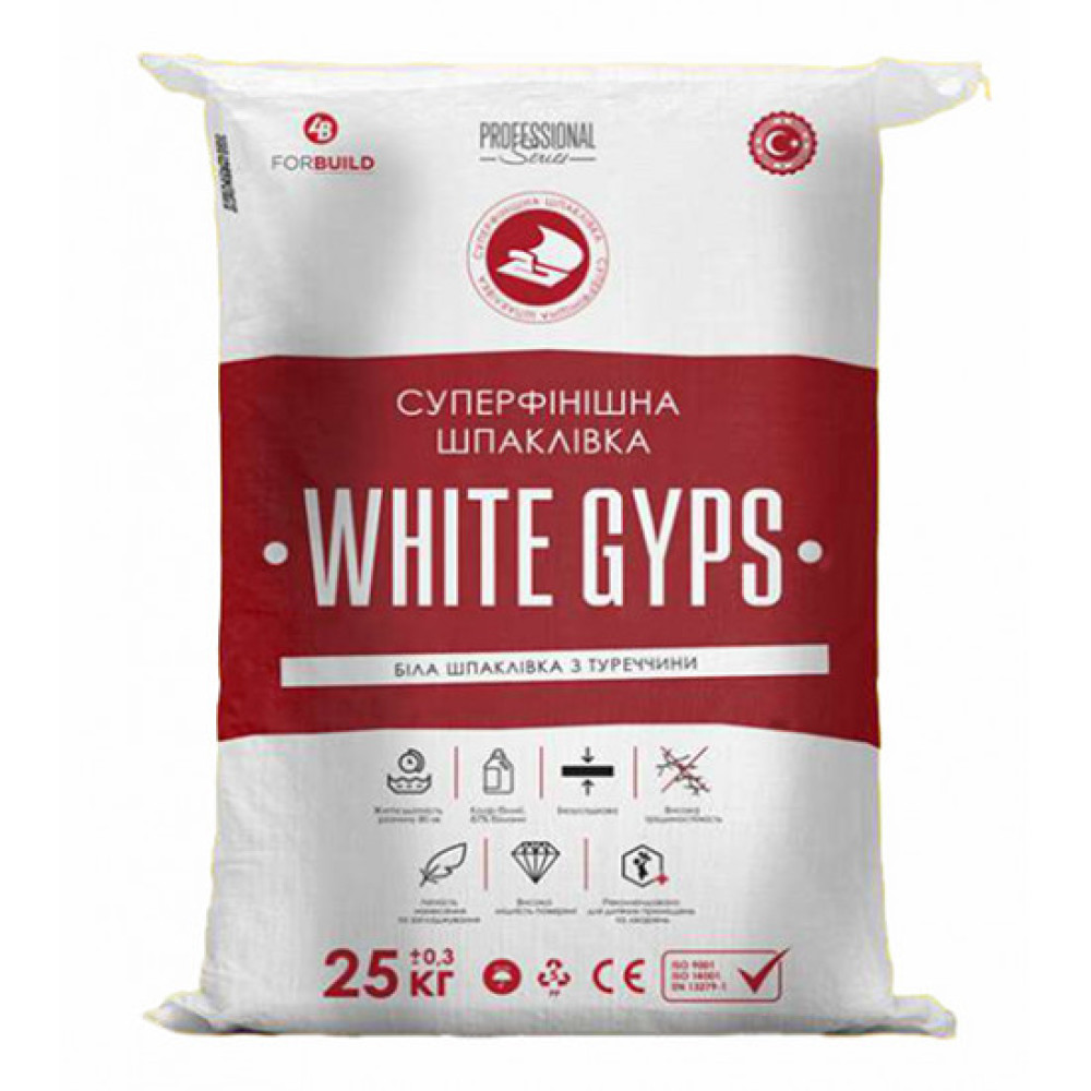 Шпаклівка гіпсова суперфінішна Вайт Гіпс (White Gips) Saten, 25кг