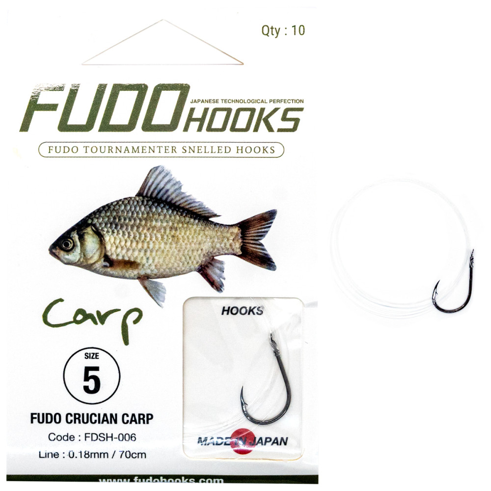 Гачки з повідцями Fudo Crucian Carp Black 5 0.18mm 70cm