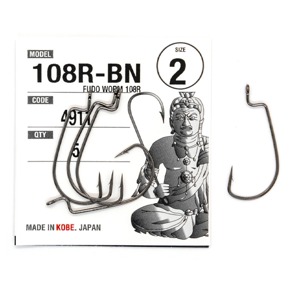 Офсетний гачок Fudo Worm 108R Black 4/0