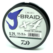 Шнур Daiwa J-Braid X4E 0,29mm 135m Dark Green