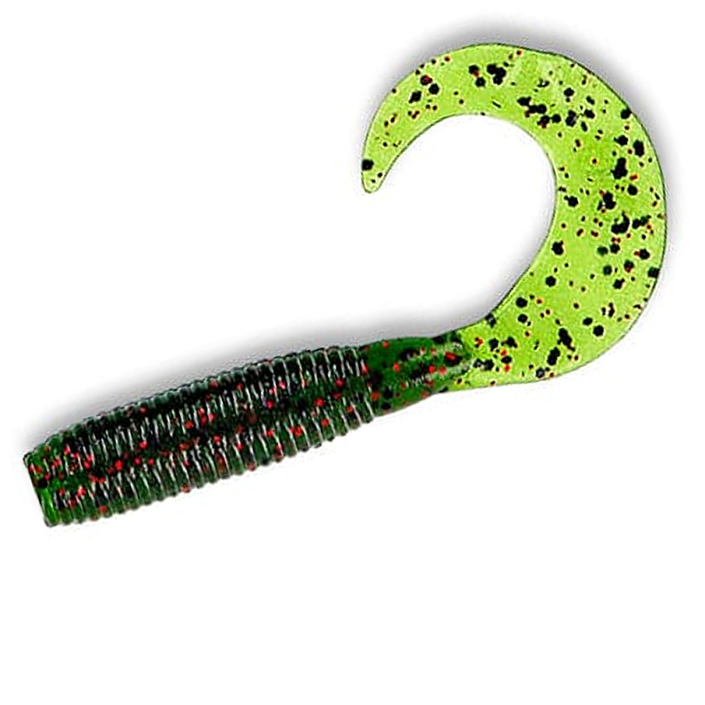 Силікон Gary Yamamoto Single Tail Grub 5" 20pc #Chartreuse With Large Black
