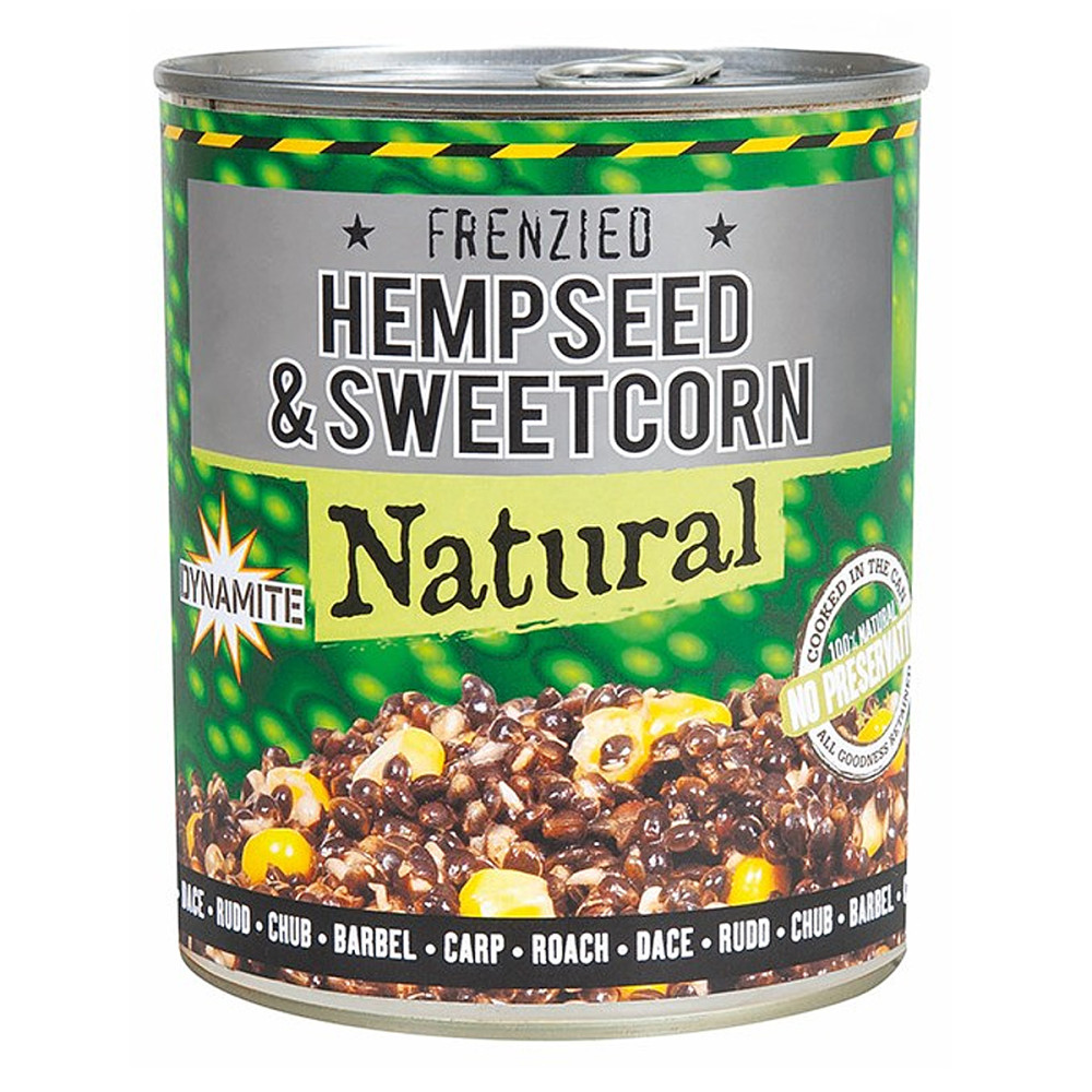 Зернова суміш Dynamite Baits Frenzied Hempseed & Sweetcorn Can 700g