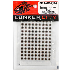 Очі Lunker City Real Fish Eyes 3D 3mm 108шт. #Silver
