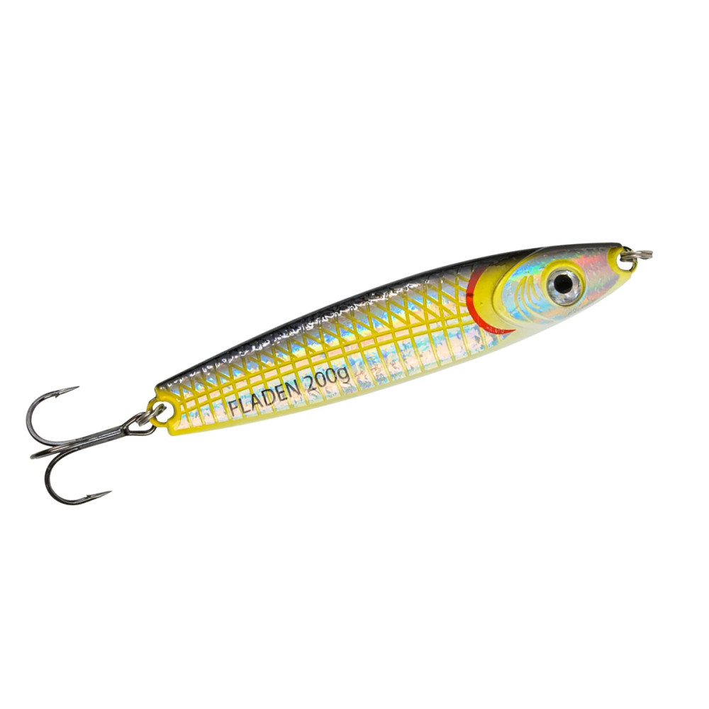 Пилькер Fladen HoloTwist 200g #Yellow/Red/Silver