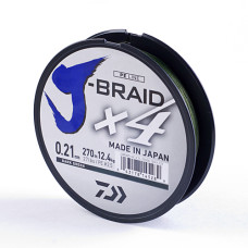 Шнур Daiwa J-Braid X4E 270m Dark Green 12.4kg 0.21mm #2.5