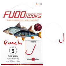 Гачки з повідцями Fudo Roach Red 5 0.16mm 60cm
