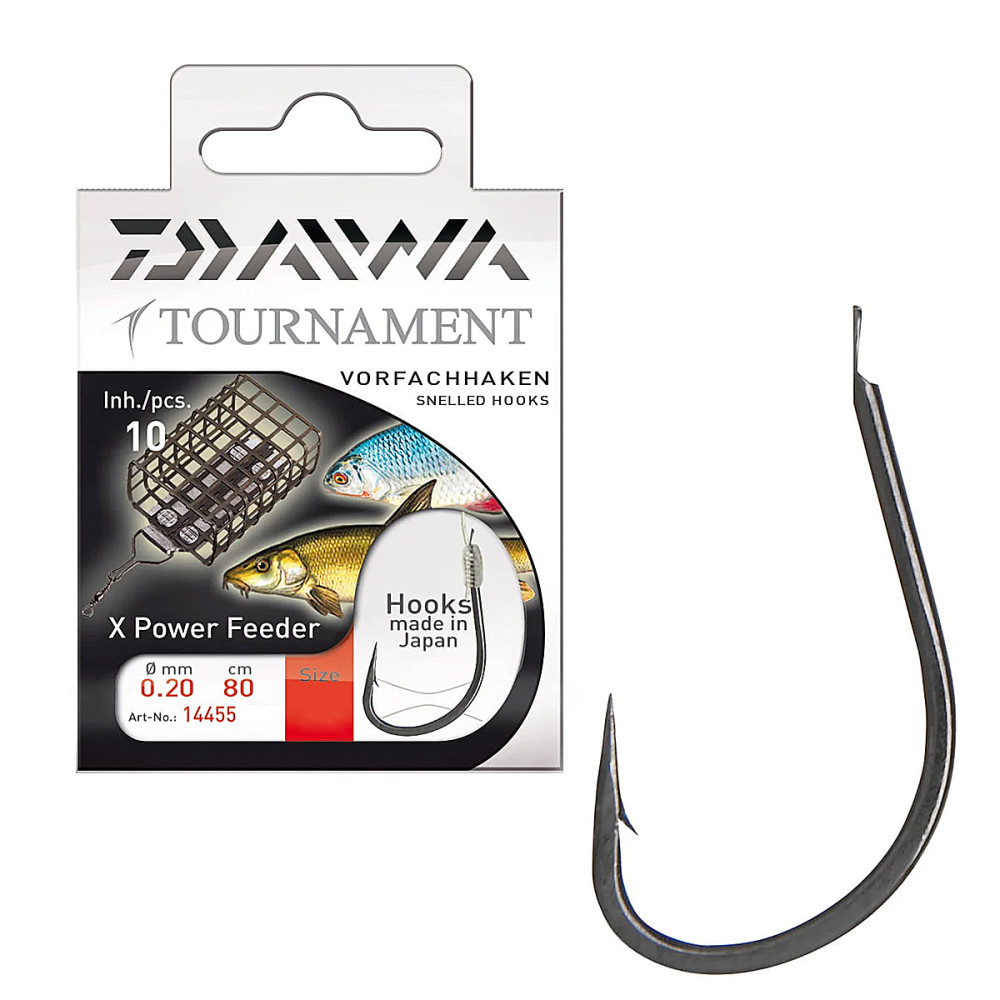 Гачок с повідцем Daiwa Tournament Feeder Black №8 0.20mm 80cm 10pcs