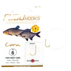 Гачки з повідцями Fudo Sweat Corn Gold 6 0.16mm 70cm