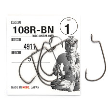 Офсетний гачок Fudo Worm 108R Black 1