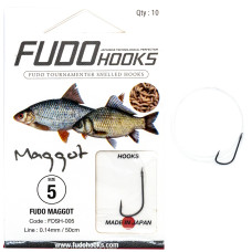 Гачки з повідцями Fudo Maggot Black 5 0.14mm 50cm