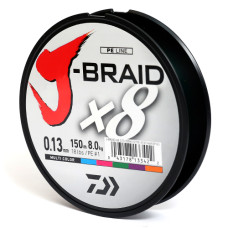 Шнур Daiwa J-Braid X8 150m Multi Color 8.0kg 0.13mm #1.0
