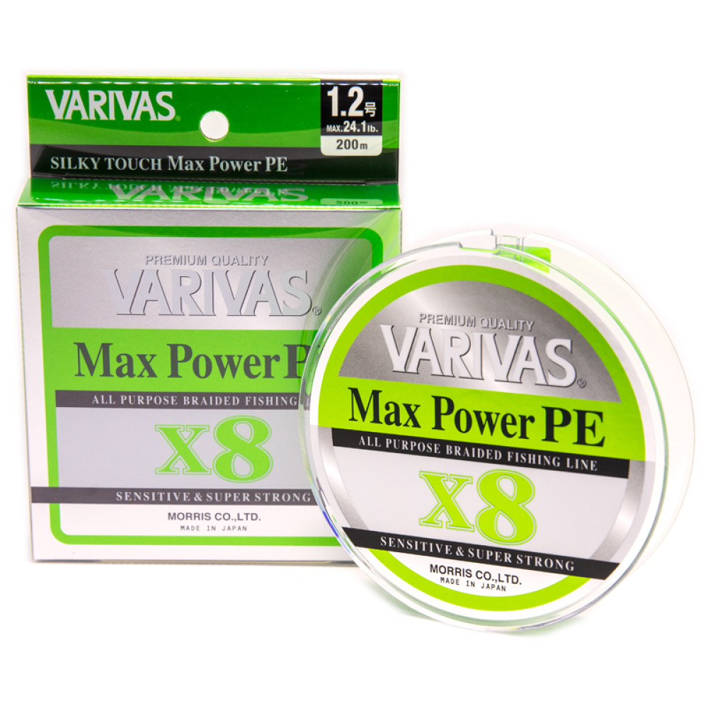 Шнур Varivas Max Power PE X8 Lime Green 200m 10.8kg 0.185mm #1.2