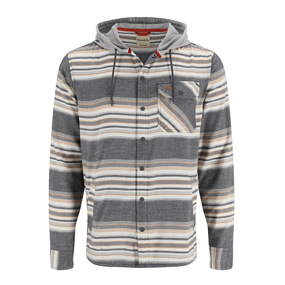 Сорочка Simms Santee Flannel Hoody  Black/Slate Blanket Stripe M