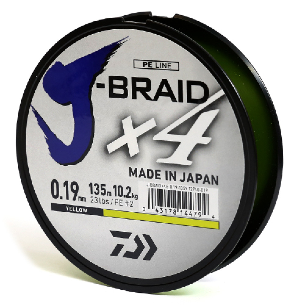 Шнур Daiwa J-Braid X4E 135m Yellow 22.4kg 0.33mm #5.0
