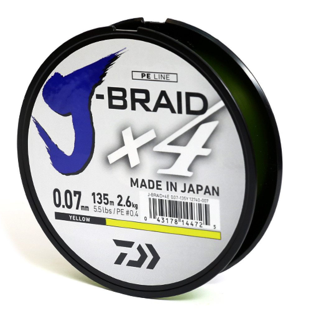 Шнур Daiwa J-Braid X4E 135m Yellow 22.4kg 0.33mm #5.0