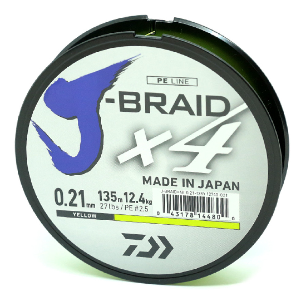 Шнур Daiwa J-Braid X4E 135m Yellow 22.4kg 0.33mm #5.0