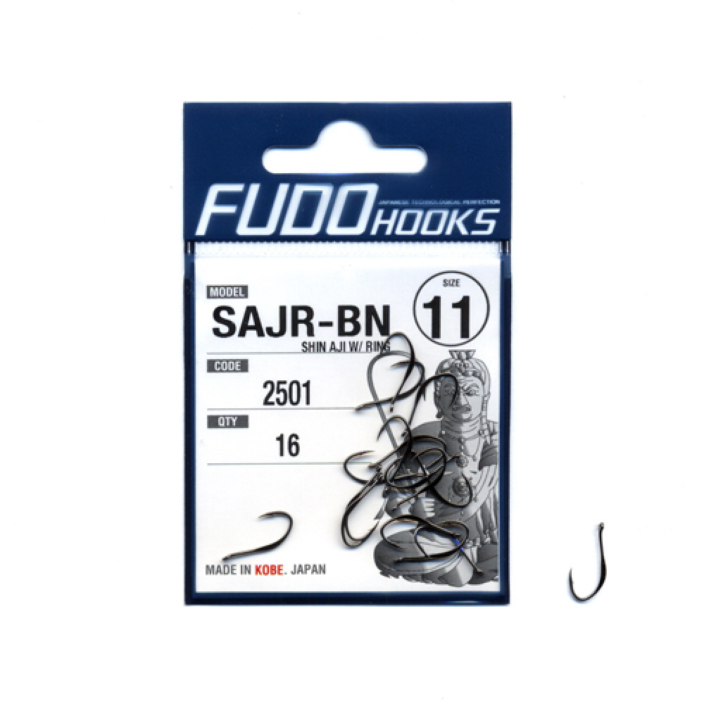 Гачки Fudo Shin Aji W/Ring Black 9