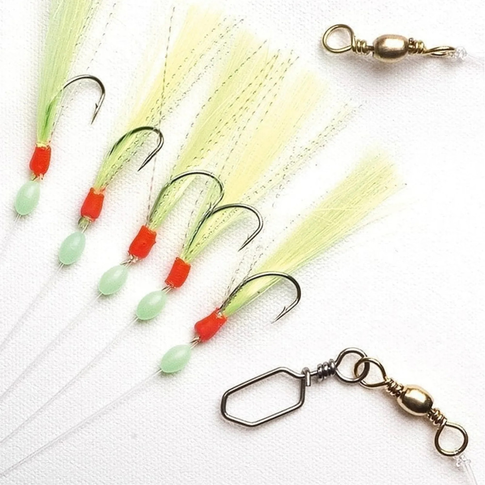 Морський монтаж Fladen Sabiki green & silver 5 hooks size 6 lin