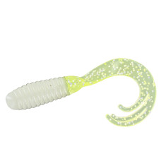 Силікон Big Bite Baits Triple Tip Grub 2" 10pc #White/Chart Shine