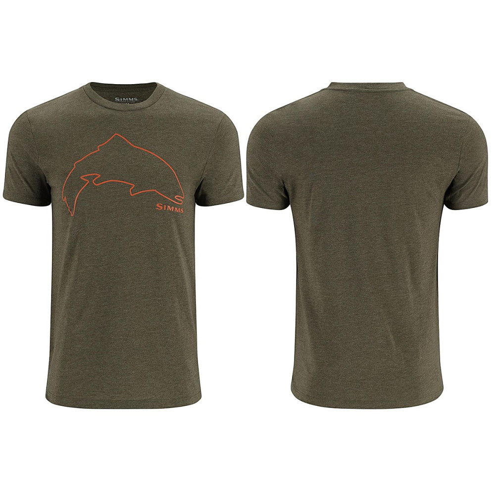 Футболка Simms Trout Outline T-Shirt Loden Heather XXL