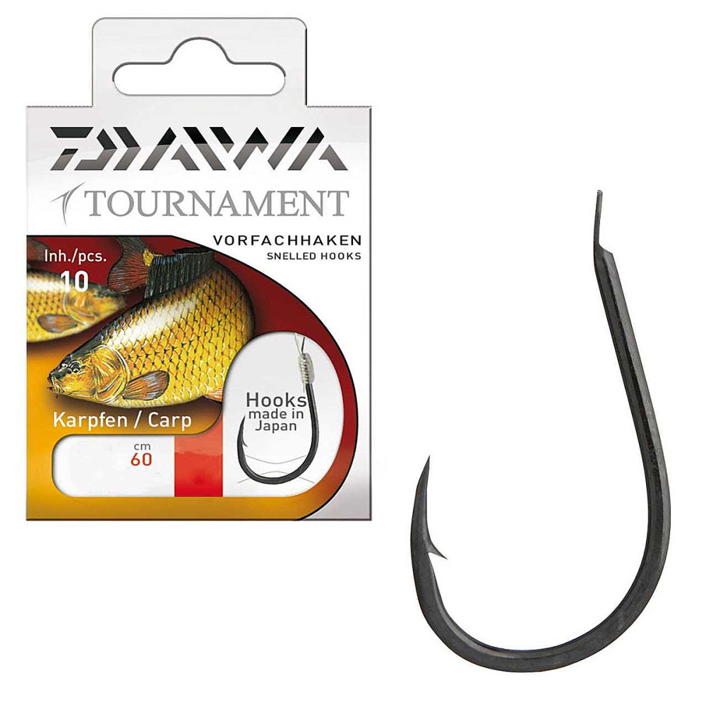 Гачок с повідцем Daiwa Tournament Carp Black №6 0.25mm 60cm 10pcs