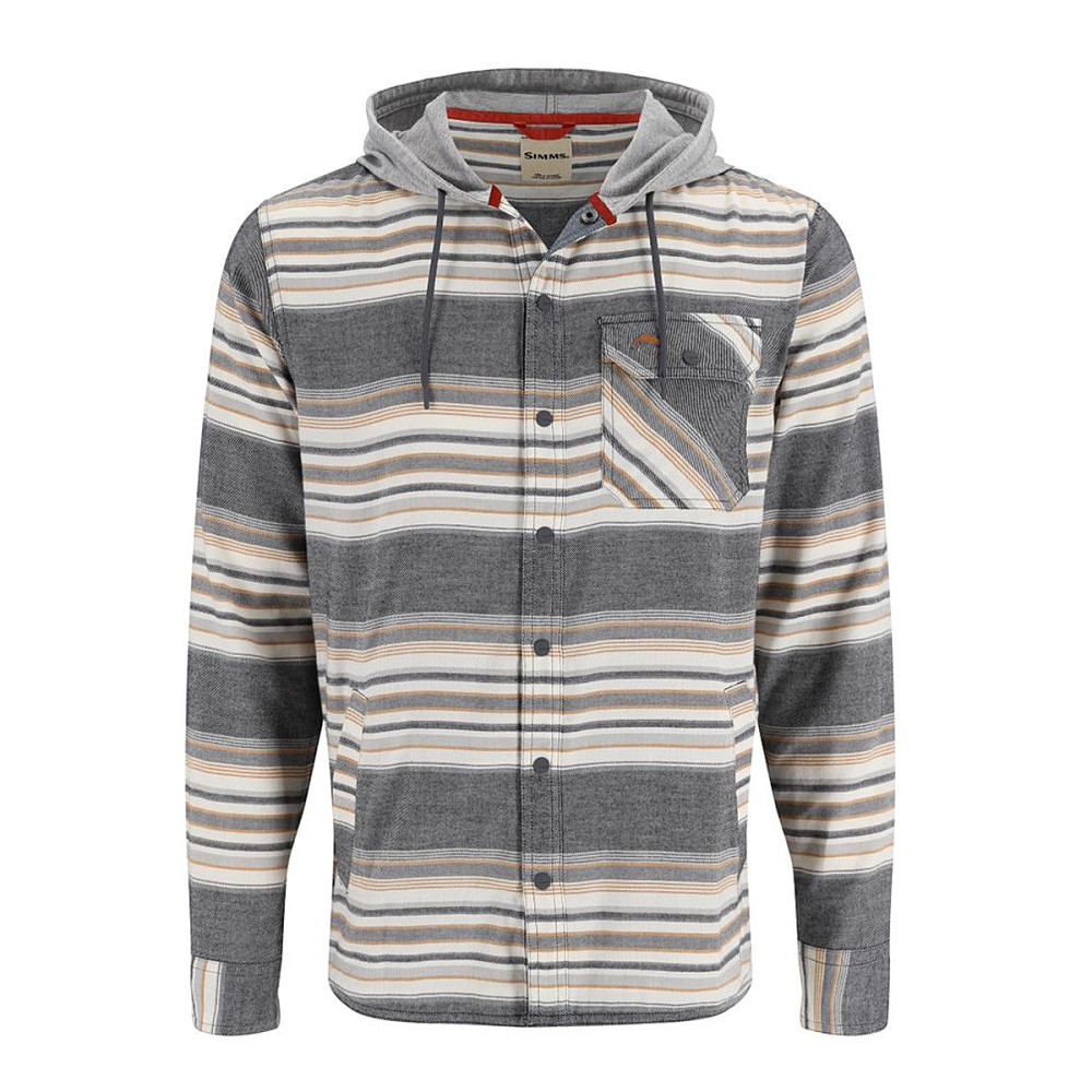 Сорочка Simms Santee Flannel Hoody  Black/Slate Blanket Stripe XL