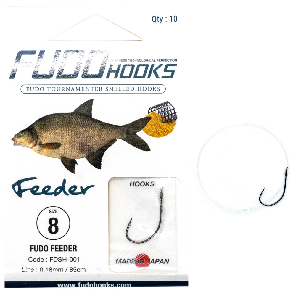 Гачки з повідцями Fudo фідер Feeder Black 8 0.18mm 85cm