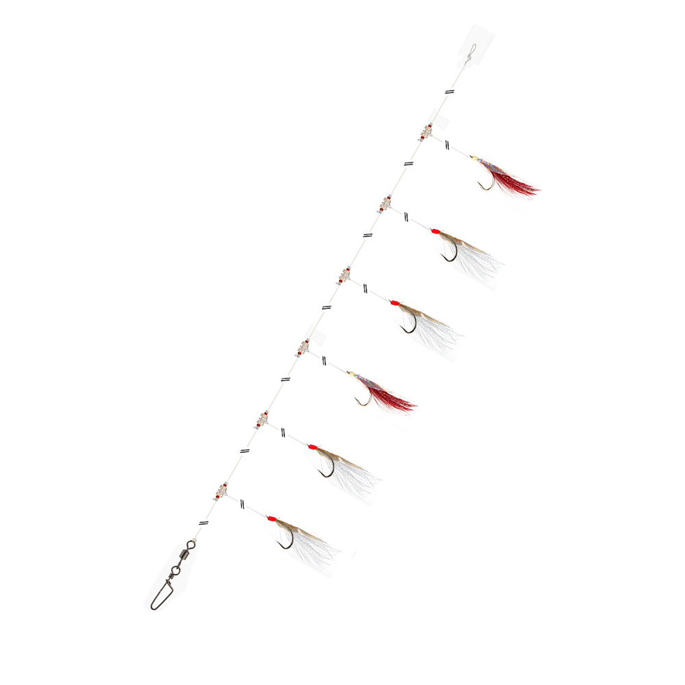 Монтаж Daiwa Grand Wave Mackerel Rig 360° 135cm 0.4/0.6mm #2/0 Red Yellow