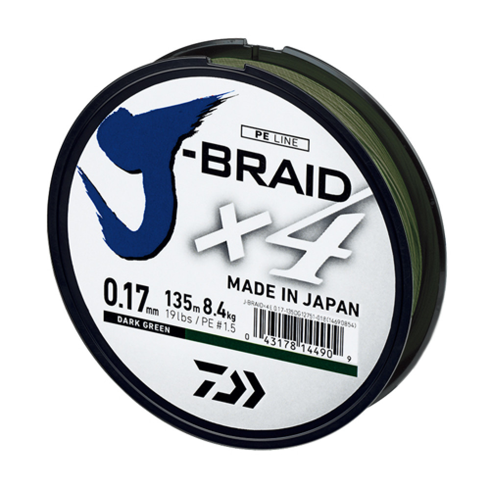 Шнур Daiwa J-Braid X4E 270m Dark Green 6.9kg 0.15mm #1.2