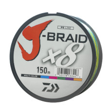 Шнур Daiwa J-Braid X8 150m Multi Color 17.0kg 0.22mm #2.5