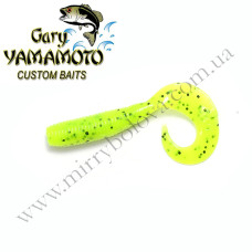 Силікон Gary Yamamoto Single Tail Grub 4" 20pc #Chartreuse With Large Black